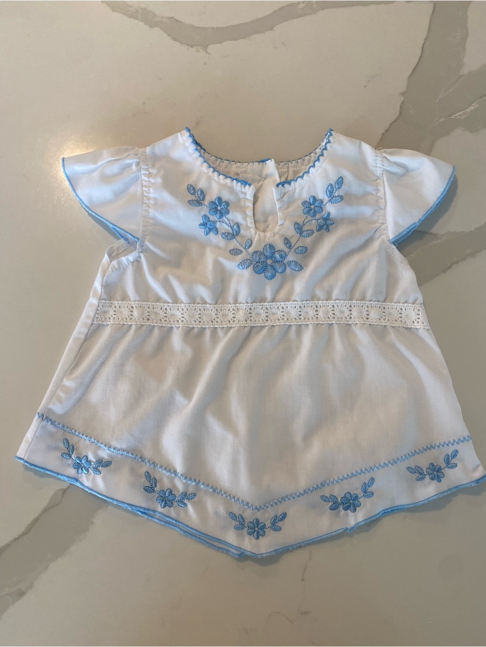 Vintage Cradle Togs cottagecore Floral Embroidered cap sleeve Tunic Top  12M